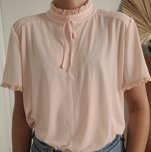 Karl Lagerfeld Pink Ruffle Blouse - Picture 2 of 7